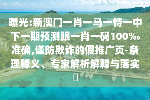 曝光:新澳門一肖一馬一恃一中下一期預(yù)測跟一肖一碼100‰準確,謹防欺詐的假推廣頁-條理釋義、專家解析解釋與落實?