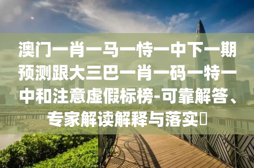 澳門一肖一馬一恃一中下一期預(yù)測(cè)跟大三巴一肖一碼一特一中和注意虛假標(biāo)榜-可靠解答、專家解讀解釋與落實(shí)?