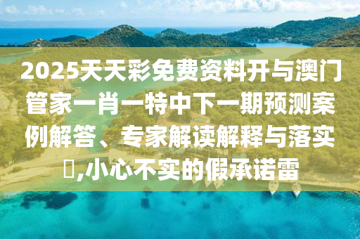 2025天天彩免費資料開與澳門管家一肖一特中下一期預測案例解答、專家解讀解釋與落實?,小心不實的假承諾雷