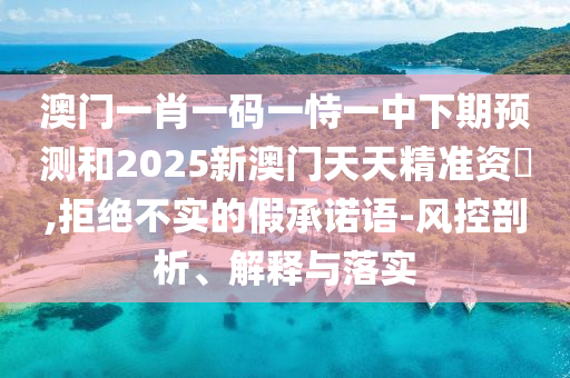 澳門一肖一碼一恃一中下期預(yù)測和2025新澳門天天精準資枓,拒絕不實的假承諾語-風控剖析、解釋與落實