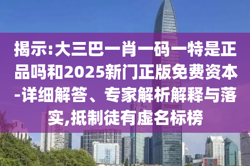 揭示:大三巴一肖一碼一特是正品嗎和2025新門正版免費(fèi)資本-詳細(xì)解答、專家解析解釋與落實(shí),抵制徒有虛名標(biāo)榜