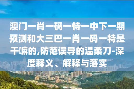 澳門一肖一碼一恃一中下一期預(yù)測(cè)和大三巴一肖一碼一特是干嘛的,防范誤導(dǎo)的溫柔刀-深度釋義、解釋與落實(shí)